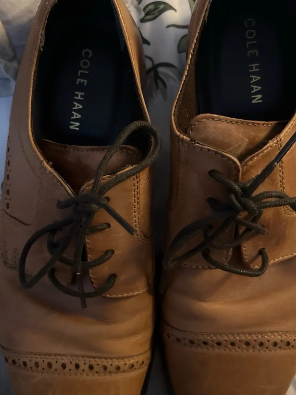 Cole Haan Tan Leather Lace-Up Oxfords
